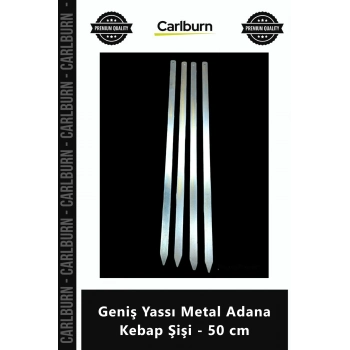 Özel Üretim Mangal Izgara Paslanmaz Çelik Kaliteli Sağlam Geniş Yassı Metal Adana Kebap Şişi 50 cm