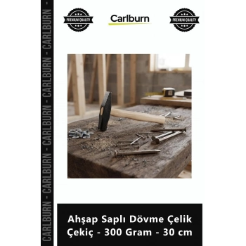 Özel Üretim Profesyonel Kaliteli Ergonomik Seri Ahşap Saplı Dövme Çelik Çekiç 300 Gram 30 cm