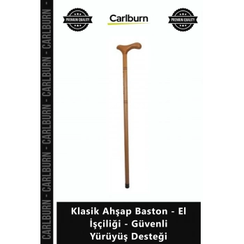 Özel Üretim Kaliteli Sağlam Şık Kaymaz Klasik Ahşap Baston El İşçiliği Güvenli Yürüyüş Desteği