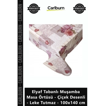 Özel Üretim Şık Elyaf Tabanlı Muşamba Masa Örtüsü Çiçek Desenli Leke Tutmaz 100x140 cm