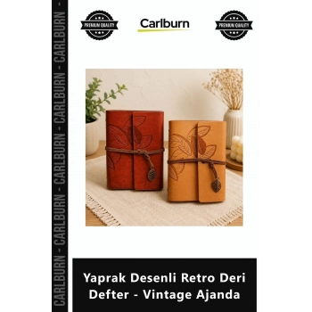 Özel Üretim Eskitme Nostaljik Hediyelik Günlük Yaprak Desenli Retro Deri Defter Vintage Ajanda