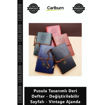 Özel Üretim Hediye Defter Pusula Tasarımlı Deri Defter ğiştirilebilir Sayfalı Vintage Ajanda