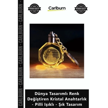 Özel Üretim LED 3D Dünya Tasarımlı Renk ğiştiren Kristal Anahtarlık Pilli Işıklı Şık Tasarım