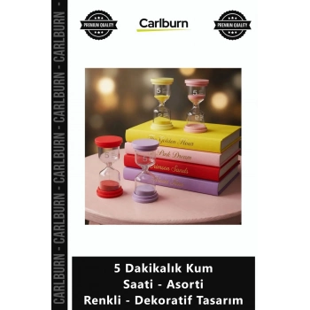 Özel Üretim Cam Hediye Ofis Masası Şık 5 Dakikalık Kum Saati Asorti Renkli Dekoratif Tasarım