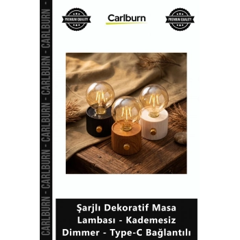 Özel Üretim Retro Kablosuz Led Şarjlı Dekoratif Masa Lambası Kademesiz Dimmer TypeC Bağlantılı