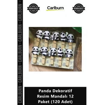 Özel Üretim Toptan Ahşap Sevimli Tasarımlı Panda Dekoratif Resim Mandalı 12 Paket 120 Adet