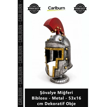 Özel Üretim Antik El İşçiliği Lüks Tasarım Şövalye Miğferi Biblosu Metal 53x16 cm Dekoratif Obje