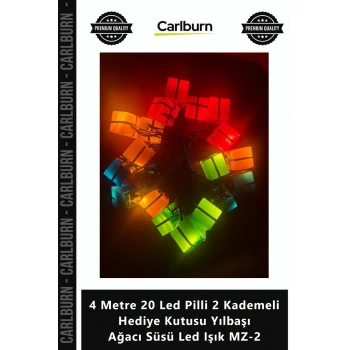 Özel Üretim 4 Metre 20 Led Pilli 2 Kademeli Hediye Kutusu Yılbaşı Ağacı Süsü Led Işık MZ2