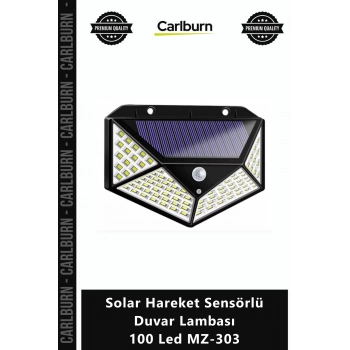 Özel Üretim Bahçe Aydınlatma 3 Kademeli Beyaz Solar Hareket Sensörlü Duvar Lambası 100 Led MZ303