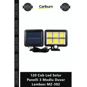 Özel Üretim Bahçe Aydınlatma Dış Mekan Güneş 120 Cob Led Solar Panelli 3 Modlu Duvar Lambası MZ302