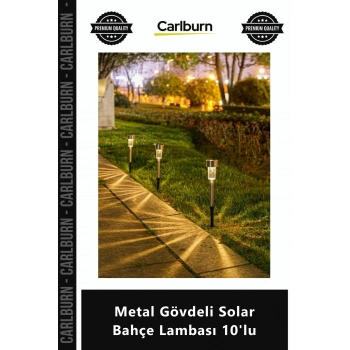 Özel Üretim Gün Işığı Güneş Enerjili Dayanıklı Dekoratif Metal Gövdeli Solar Bahçe Lambası 10lu