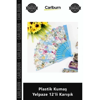 Özel Üretim Kaliteli Renkli Promosyon Hediyelik Parti Aksesuar Plastik Kumaş Yelpaze 12li Karışık
