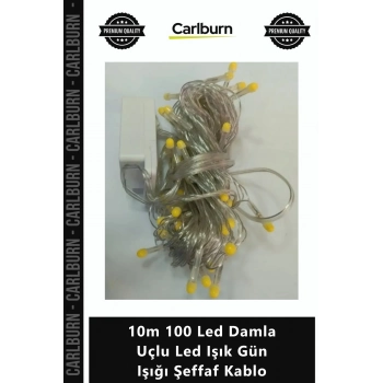 Özel Üretim 8 Fonksiyonlu Fişli Dekoratif Şık 10m 100 Led Damla Uçlu Led Işık Gün Işığı Şeffaf Kablo