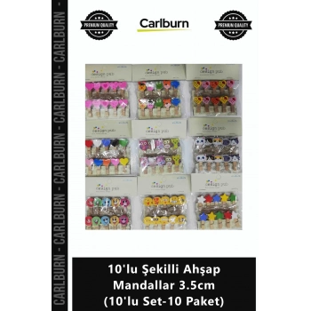 Özel Üretim Dekoratif Renkli Fotoğraf Not 10lu Şekilli Ahşap Mandallar 35cm 10lu Set10 Paket