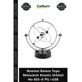 Özel Üretim Dekoratif Hediye Masaüstü Newton Balans Topu Mıknatıslı Kinetic Orbital No 603A PİL+USB