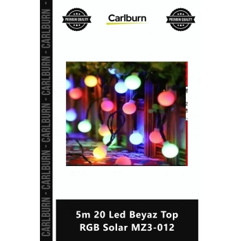 Özel Üretim Güneş Enerjili Su Geçirmez Dekoratif 8 Fonksiyonlu 5m 20 Led Beyaz Top RGB Solar MZ3012