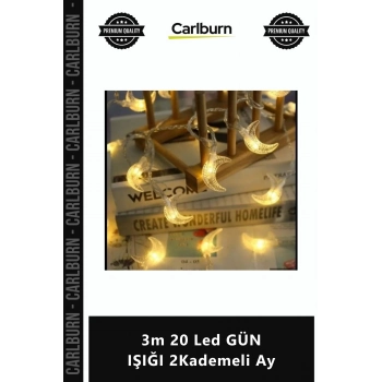 Özel Üretim Dekoratif Pilli Şerit Aydınlatma Ev Dekor Lambası 3m 20 Led GÜN IŞIĞI 2Kademeli Ay