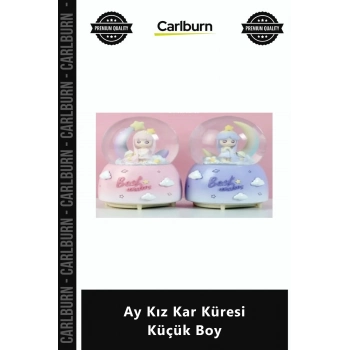 Özel Üretim Işıklı Pilli Karlı Dekoratif Hediyelik Masaüstü Biblo Şık Ay Kız Kar Küresi Küçük Boy
