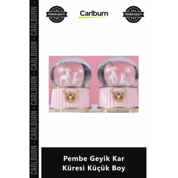 Özel Üretim Pilli Işıklı Karlı Dekoratif Hediyelik Gece Lambası Pembe Geyik Kar Küresi Küçük Boy