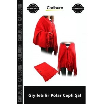 Özel Üretim Sıcak Tutan Yumuşak Kışlık Hırka Tarzı Şık Aksesuar Pratik Giyilebilir Polar Cepli Şal
