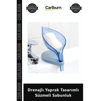 Özel Üretim Modern Şık Vantuzlu Banyo Mutfak Süngerlik Drenajlı Yaprak Tasarımlı Süzmeli Sabunluk