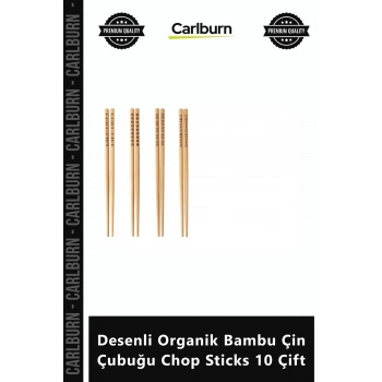 Özel Üretim Şık Kaymaz Hijyenik Doğal Mutfak Desenli Organik Bambu Çin Çubuğu Chop Sticks 10 Çift