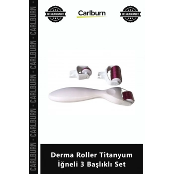 Özel Üretim Skin Roller Microneedling Cilt Yenileme Kolajen Derma Roller Titanyum İğneli 3 Başlıklı