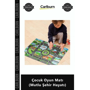 Özel Üretim Eğitici Araba Halısı Katlanabilir Canlı Renkli Dekor Çocuk Oyun Matı Mutlu Şehir Hayatı
