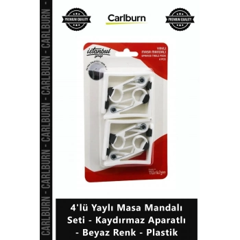 Özel Üretim Non Slip Güçlü 4lü Yaylı Masa Mandalı Seti Kaydırmaz Aparatlı Beyaz Renk Plastik
