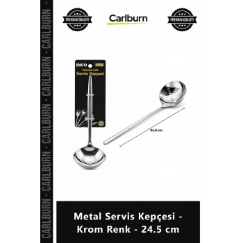 Özel Üretim Paslanmaz Çelik Mutfak Ekipmanı Şık Tasarım Metal Servis Kepçesi Krom Renk 245 cm
