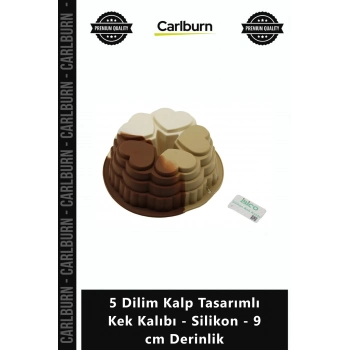 Özel Üretim Profesyonel Yanmaz Yapışmaz 5 Dilim Kalp Tasarımlı Kek Kalıbı Silikon 9 cm Derinlik