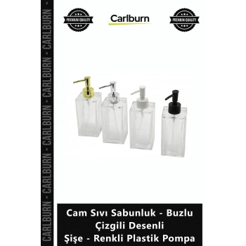 Özel Üretim Modern Banyo Lüks Cam Sıvı Sabunluk Buzlu Çizgili Desenli Şişe Renkli Plastik Pompa