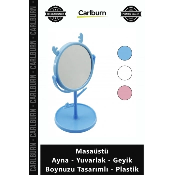 Özel Üretim Makyaj Takı Düzenleyici Masaüstü Ayna Yuvarlak Geyik Boynuzu Tasarımlı Plastik