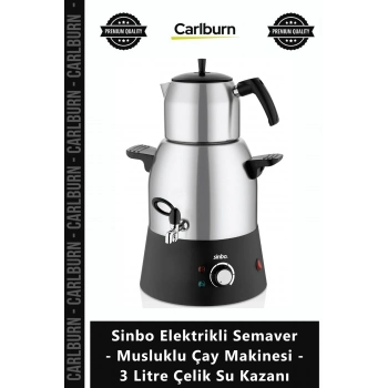 Özel Üretim Geniş Çaycı Sinbo Elektrikli Semaver Musluklu Çay Makinesi 3 Litre Çelik Su Kazanı