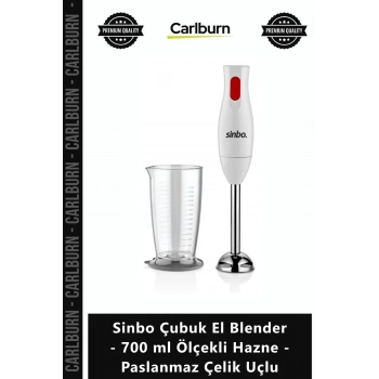 Özel Üretim Güçlü Mutfak Tipi Sinbo Çubuk El Blender 700 ml Ölçekli Hazne Paslanmaz Çelik Uçlu