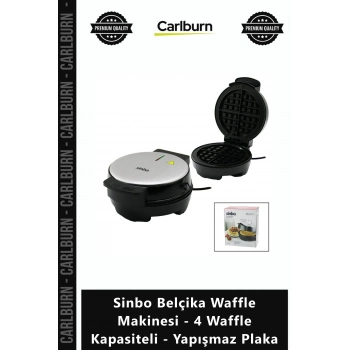 Özel Üretim Profesyonel Döküm Sinbo Belçika Waffle Makinesi 4 Waffle Kapasiteli Yapışmaz Plaka