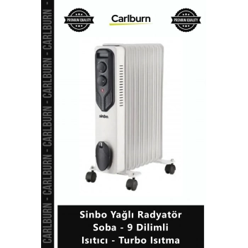 Özel Üretim Taşınabilir Termostatlı Sinbo Yağlı Radyatör Soba 9 Dilimli Isıtıcı Turbo Isıtma