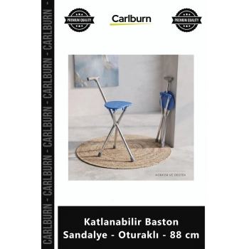 Özel Üretim Ergonomik Hafif Pratik Dayanıklı Seyahat Katlanabilir Baston Sandalye Oturaklı 88 cm