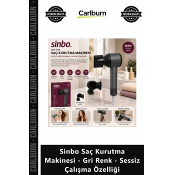 Özel Üretim SHD 1706 800W Hızlı Fön Sinbo Saç Kurutma Makinesi Gri Renk Sessiz Çalışma Özelliği