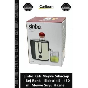Özel Üretim Güçlü Sinbo Katı Meyve Sıkacağı Bej Renk Elektrikli 450 ml Meyve Suyu Hazneli
