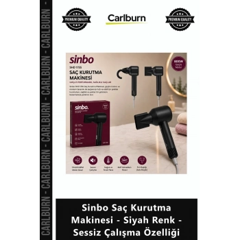 Özel Üretim SHD 1755 BLDC 800W Sinbo Saç Kurutma Makinesi Siyah Renk Sessiz Çalışma Özelliği