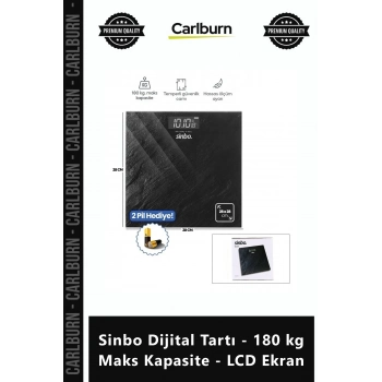 Özel Üretim Hassas Ölçüm Cam Banyo Baskülü Sinbo Dijital Tartı 180 kg Maks Kapasite LCD Ekran
