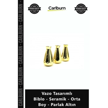 Özel Üretim Modern Dekoratif Gold Şık Lüks Vazo Tasarımlı Biblo Seramik Orta Boy Parlak Altın