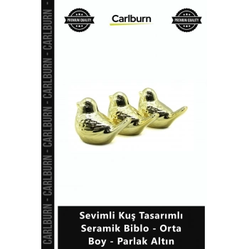 Özel Üretim Dekoratif Hediye Lüks Sevimli Kuş Tasarımlı Seramik Biblo Orta Boy Parlak Altın