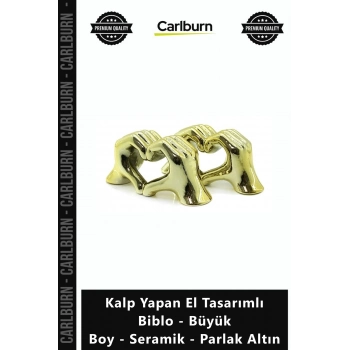 Özel Üretim Modern Estetik Gold Kalp Yapan El Tasarımlı Biblo Büyük Boy Seramik Parlak Altın