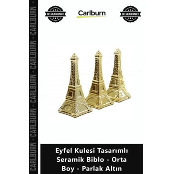 Özel Üretim Dekoratif Lüks Estetik Obje Eyfel Kulesi Tasarımlı Seramik Biblo Orta Boy Parlak Altın