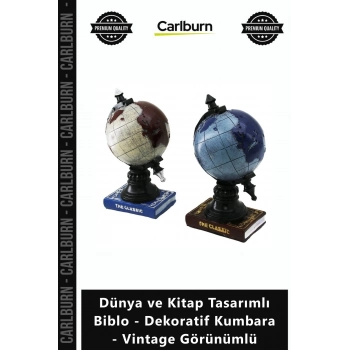 Özel Üretim Reçine Hediye Dünya Kitap Tasarımlı Biblo Dekoratif Kumbara Vintage Görünümlü