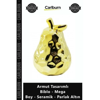 Özel Üretim Lüks Modern Dekoratif Obje Armut Tasarımlı Biblo Mega Boy Seramik Parlak Altın