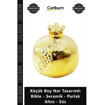 Özel Üretim Gold Modern Dekoratif Estetik Küçük Boy Nar Tasarımlı Biblo Seramik Parlak Altın Süs