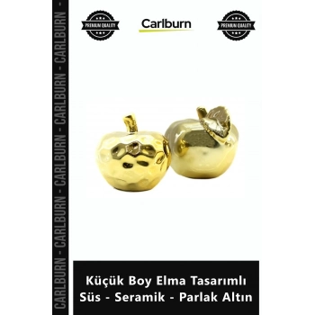 Özel Üretim Dekoratif Modern Gold Biblo Küçük Boy Elma Tasarımlı Süs Seramik Parlak Altın